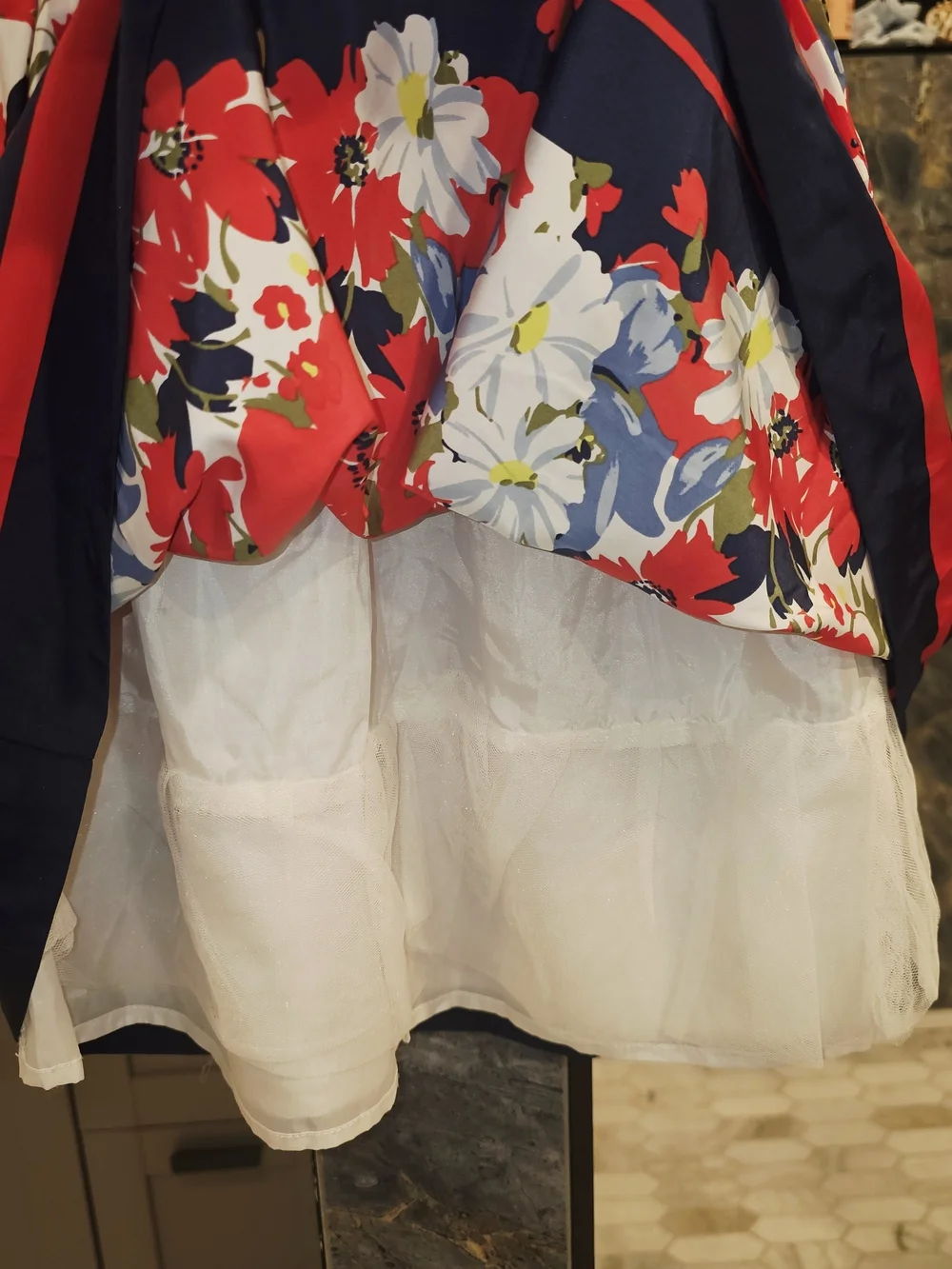 Janie and Jack Red Floral Ruffled Lined Dress Size 5